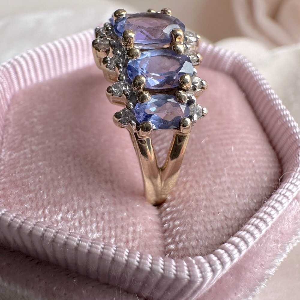 Tanzanite and Diamond Ring 14K Yellow Gold - Picture 9 of 17
